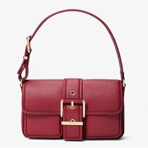 Michael Kors Colby Shoulder Bag Handbag Red Gold Hardware 100% Leather NWT